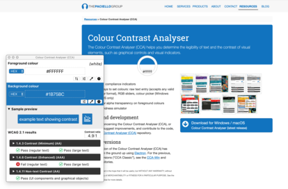 Screenshot Colour Contrast Analyser: App und Website