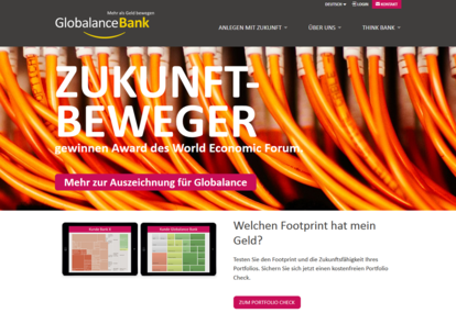 Screenshot der Website www.globalance-bank.com