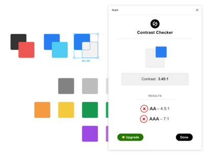 Individuelle Farbfelder werden mit dem Stark-Plugin in figma getestet