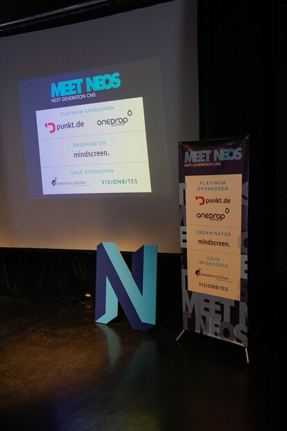 SponsMEET NEOS, Platinum Sponsor punkt.de, onedrop solution; Organisator: mindscreen; Gorl Sponsoren: elementare teilchen, visionbites